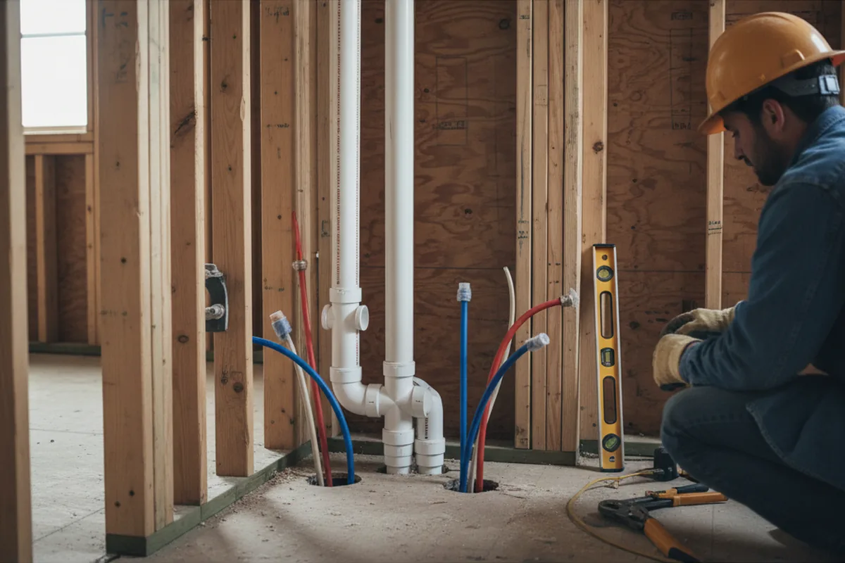 Drain and supply rough-in during Leak Detection in Palos Park